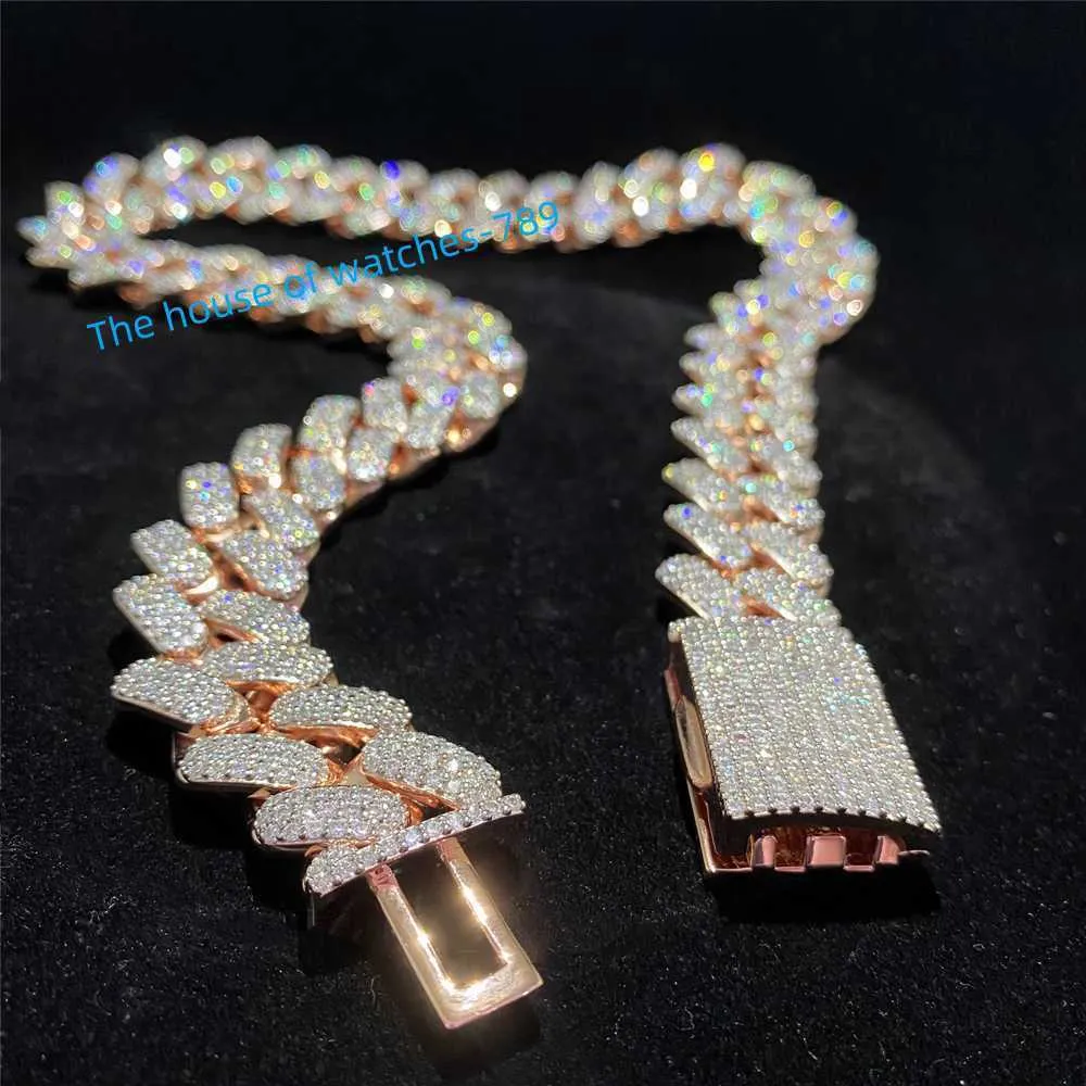 Classic Miami Style VVS Moissanite Heavy Cuban Chain Iced Out Hip Hop Jewelry Cuban Necklace 925 Silver Diamond Cuban Link Chain