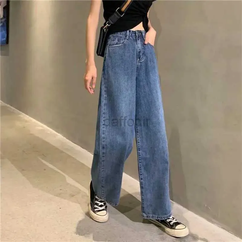 Women's Jeans Feynzo Women Pant Woman Jeans High Waist Denim Pants Wide Leg Denim Clothing Blue Jeans Vintage Quality Fashion Straight Pants 24328