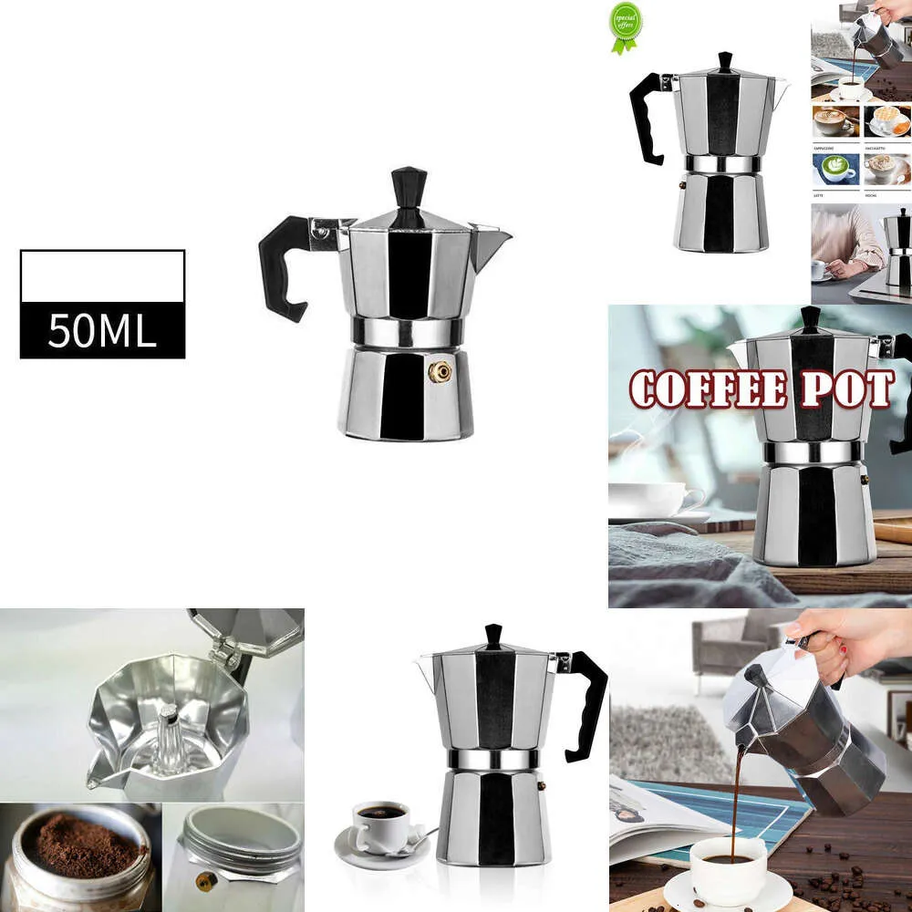 2024 Stainless Steel Octagonal Moka Pot Octagonal Pot Coffee Maker Coffeeware Caking Coffee Kitchen Tools Stovetop Coffee Maker