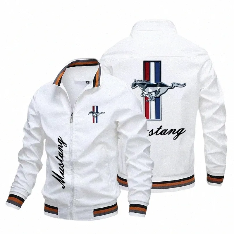 Vår- och hösten New Men's Jacket Car Logo Print Jacket Casual Jacket Trend Slim Baseball Motorcykel Model Car Jack 441e#