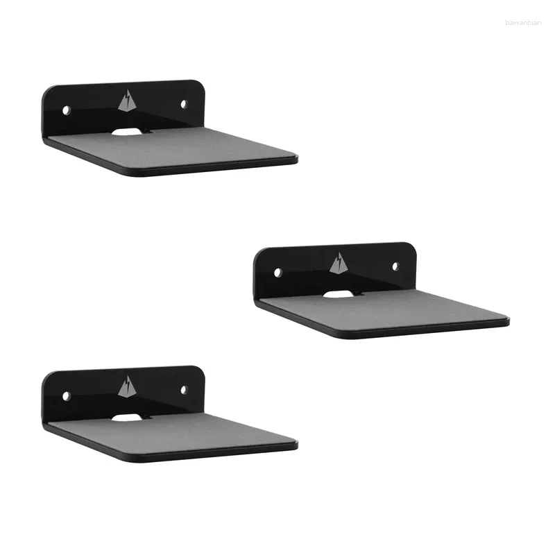 Kök förvaring 3x vägghylla högtalare står liten montering för Bluetooth -mobiltelefoner Toy Display Shelf (svart)