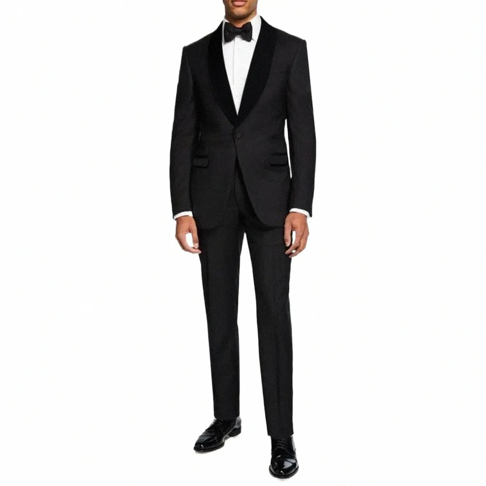 eleganta kostymer för män svart fi gentleman bröllop tuxedo formell prom party bankett manlig kostym smal 2 bit blazer med byxor l9j7#