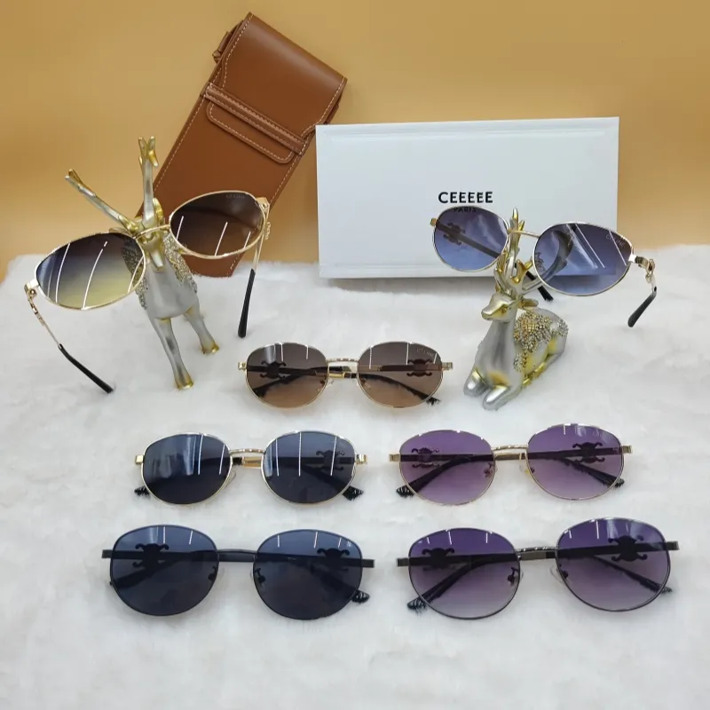 Triumphal Designer Sunglasses Top Quality Purple Alloy mirror legs Fashionable Retro Womens Sunglasses New Oval Mens Sunglasses Sexy Little Women with Gift Box