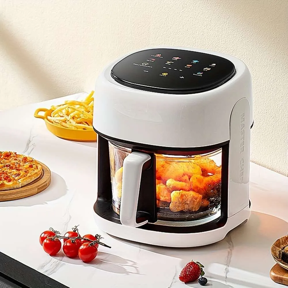 Friteuse à air intelligente multifonction domestique à commande numérique Voir la nourriture, une machine de cuisson qui peut cuire des frites, des ailes, des cuisses de poulet, des chips de pomme de terre,