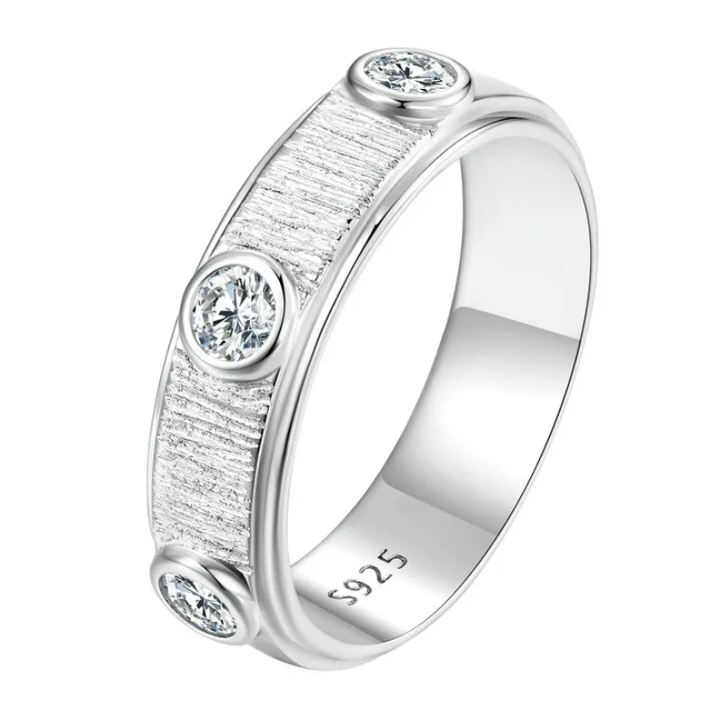 Passera diamanttest GRA Certified VVS1 Round Moissanite Diamond Ring för män Kvinnor 100% 925 Sterling Silver Ring Wedding Jewelry Size 7-10