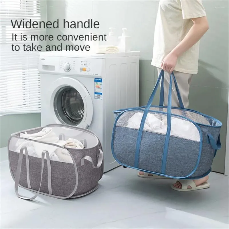 Tvättpåsar stor kapacitet förvaringspåse grå frisk och luktfri lätt att rengöra tygmaterial spara utrymme leveranser korg