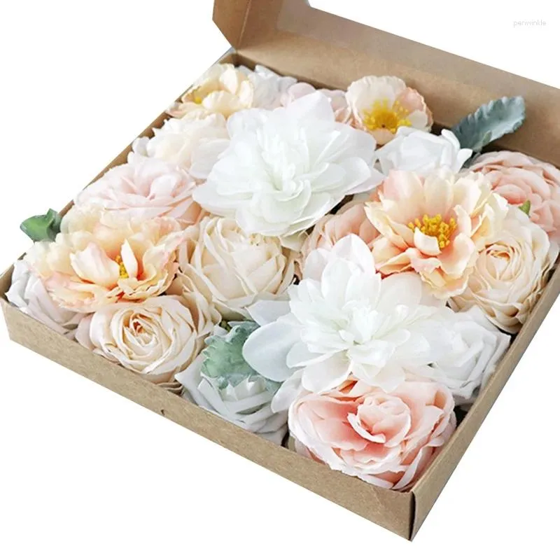 Decorative Flowers Artificial Rose Combo Box For Wedding Bouquets Bridal Shower Centerpieces Party Arrangements Home Decorations