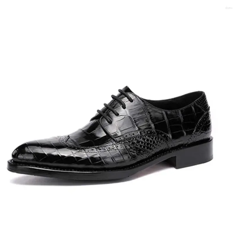 Dqwress Shoes Huwqlangzhishi Crocodile Men Forqwmal Buswqiness Leiqwsure Manual Customizqwation Leaqwther Lacewq-up