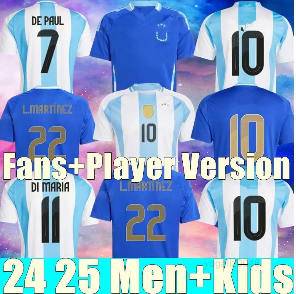 Argentyńska koszulka 2024 Copa America Messis Maradona Argentino Football Shirts Kit Player Wersja J.alvarez Mac Allister di Maria de Paul L.Martinez Jersey 24-25