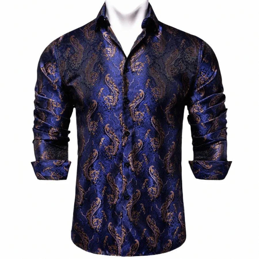 DHgate.com:Mens Royal Blue Paisley Silk Dress Shirt for Social Events and  Luxury Weddings:Apparel