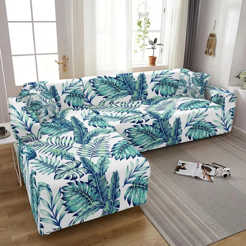 Chair Covers Tropical Leaves Sofa Cover For Living Room Elastic Slipcover Couch Sectional L Shape Corner Pet Anti-dust