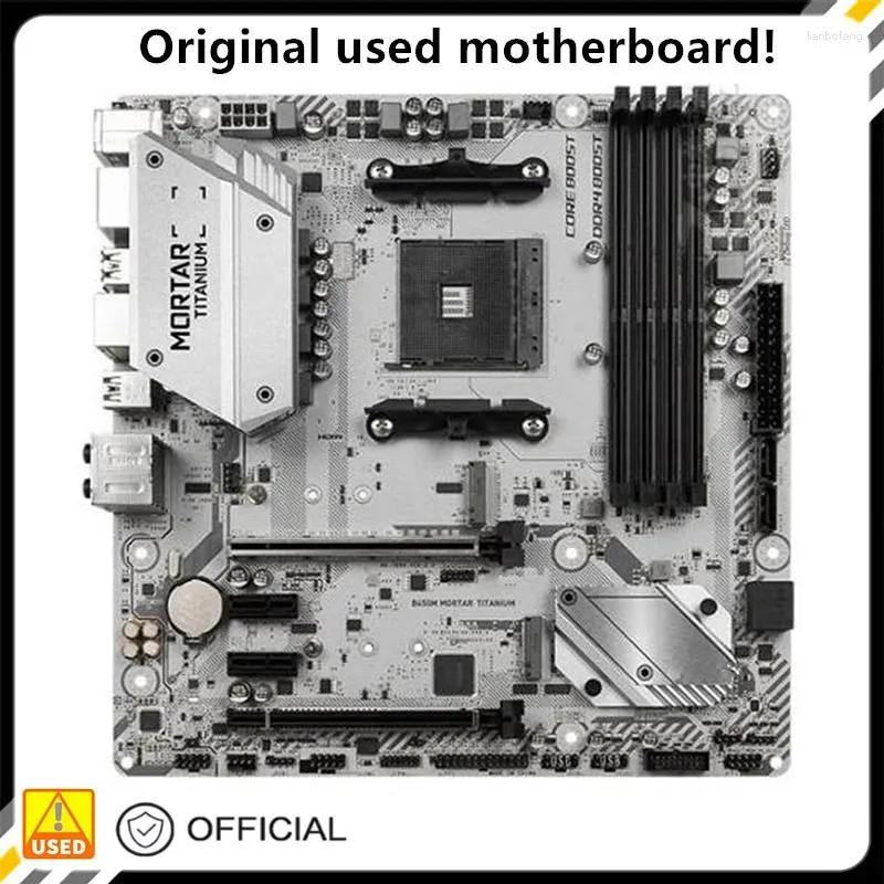 Moderbrädor för B450 B450M Mortel Titanium Moderboard Socket AM4 AMD DDR4 USB3.0 SATA3 Original Desktop Mainboard Används