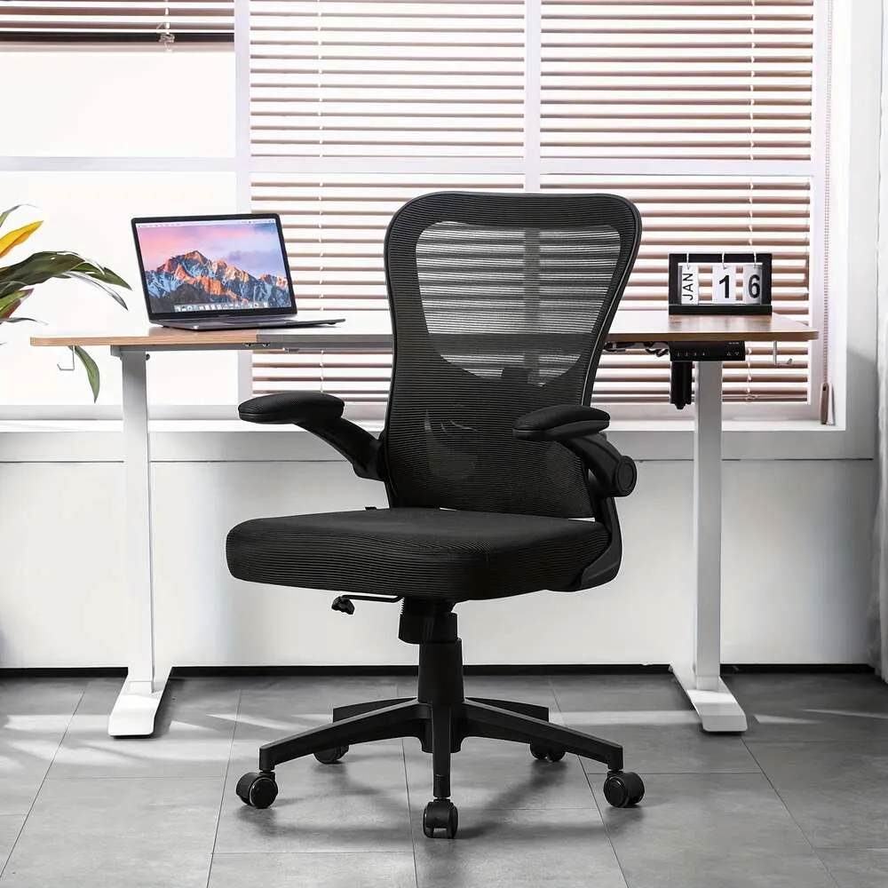 Эргономичный регулируемый подголовник, поясничная поддержка, 1 шт., поворотное рабочее кресло для домашнего офиса со средней спинкой и откидным подлокотником (посередине спинки)