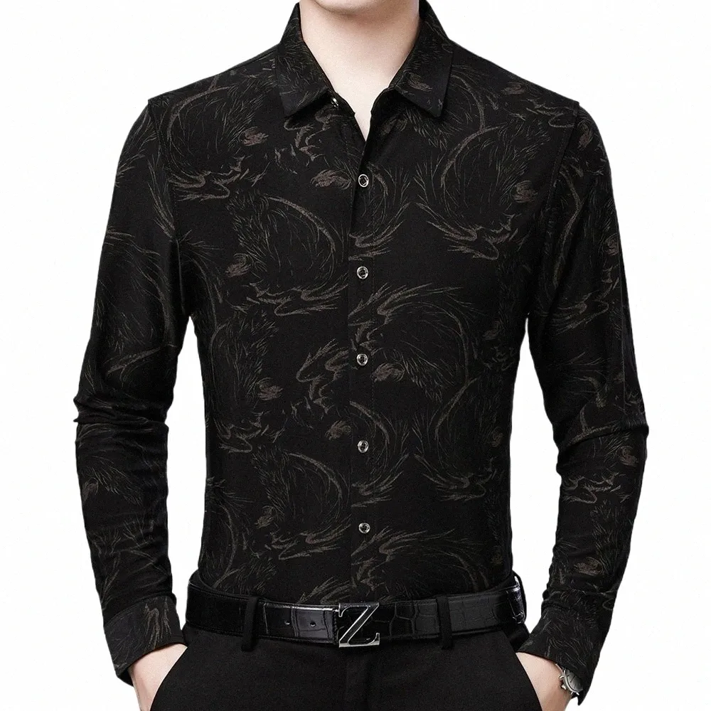 2022 Casual Men's Printed Shirts Men's Korean Pocket Fi Lg Sleeve Shirts Luxury Dres Casual Wear Jersey Jackets 05Sv#