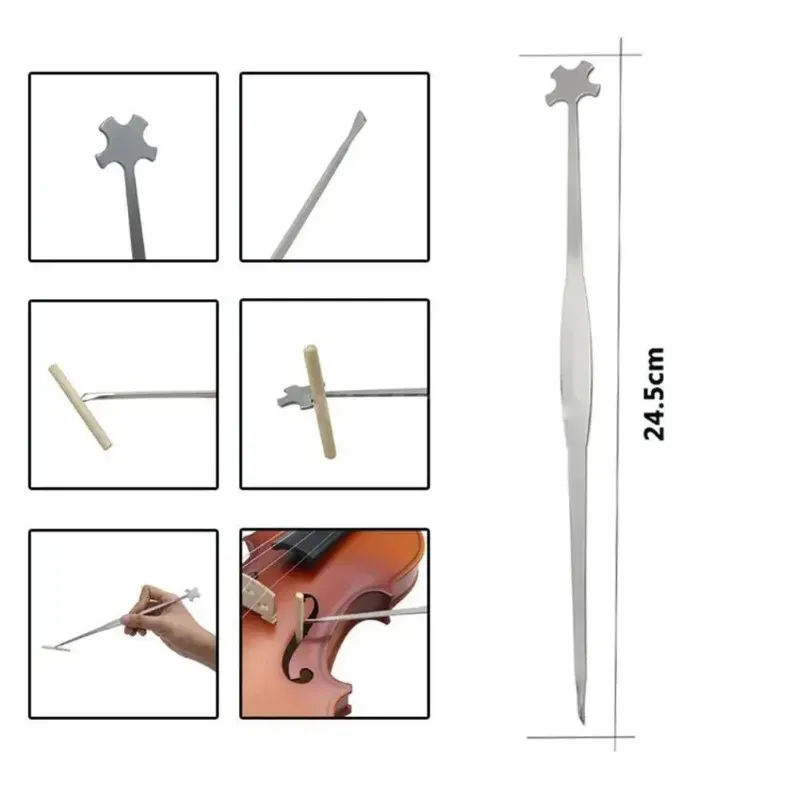 Violin Viola Sound Post Setter Upright Stainless Steel Column Hook Tool Strings Instrument Part Accessories