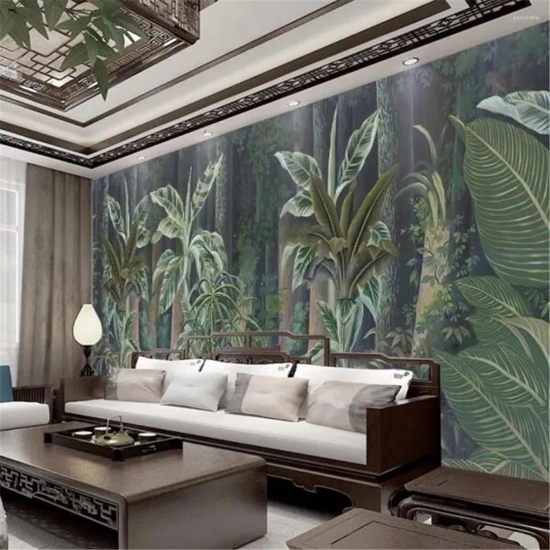 Wallpapers Milofi European Style Hand Painted Medieval Tropical Rain Forest Background Wall