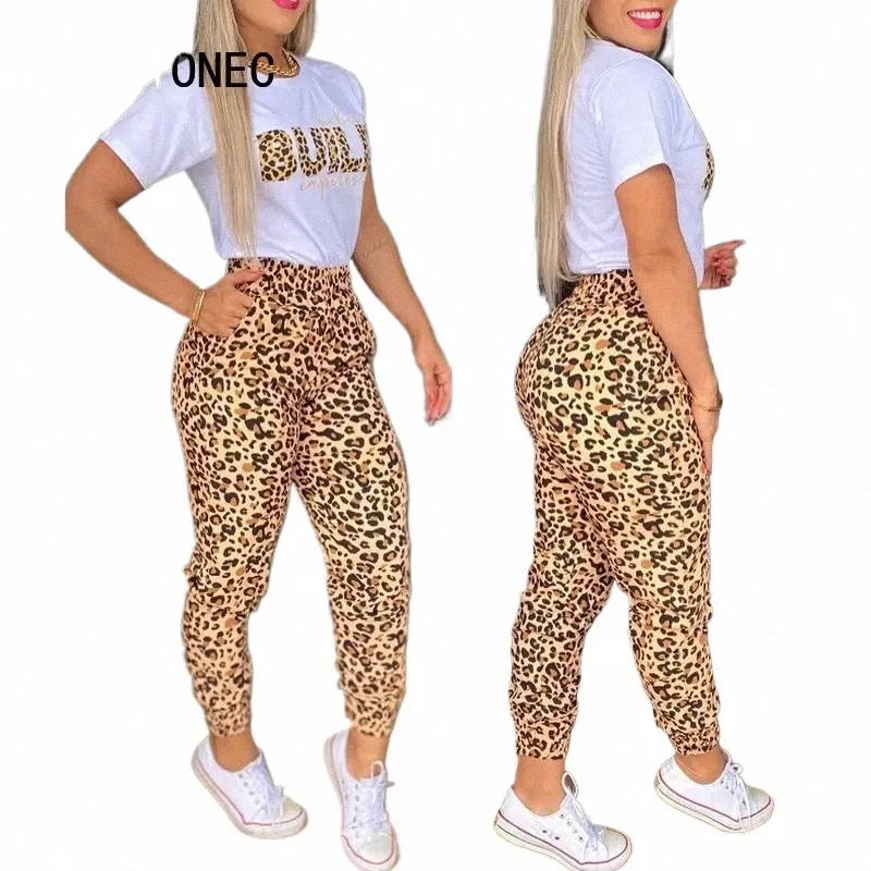 Женские шикарные повседневные брюки с леопардовым узором и карманами на талии 92ef #