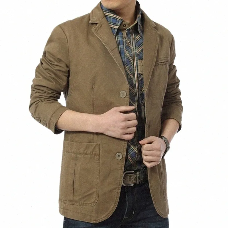 men s Vintage Casual Wed Cott 3 Butts Twill Suit Jacket Sport Coat Blazer Spring Autumn N6kT