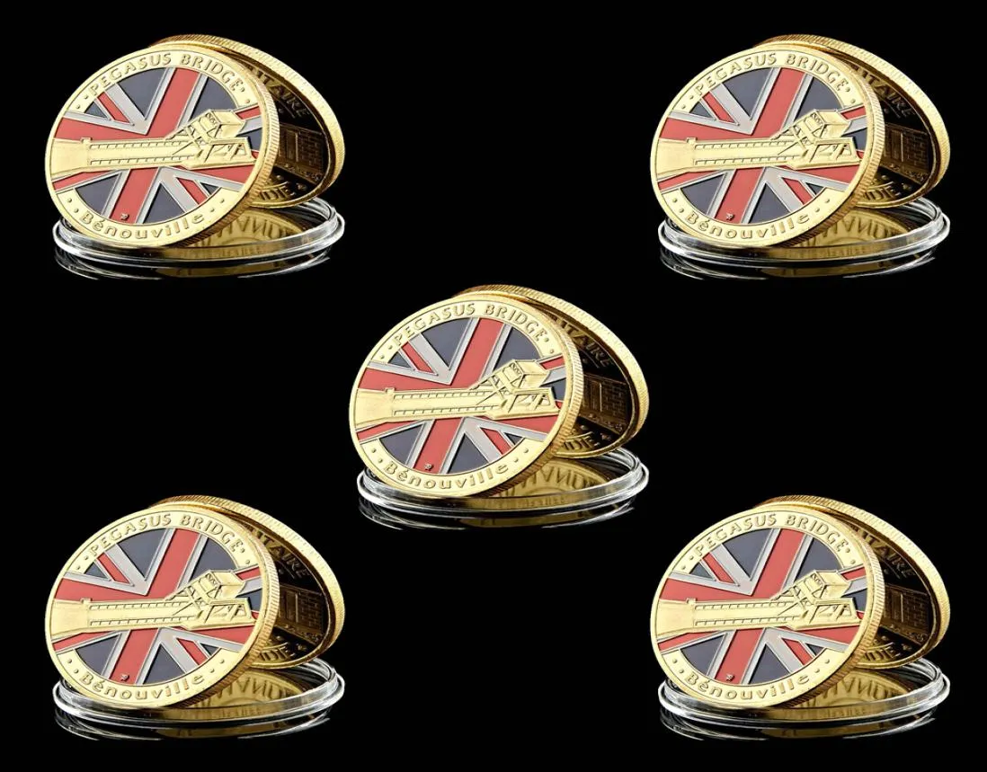 5pcs Military Craft Great WarDay UK Airborne Normandy Landing Pegasus 1oz Gold Plated Challenge Coin3828426