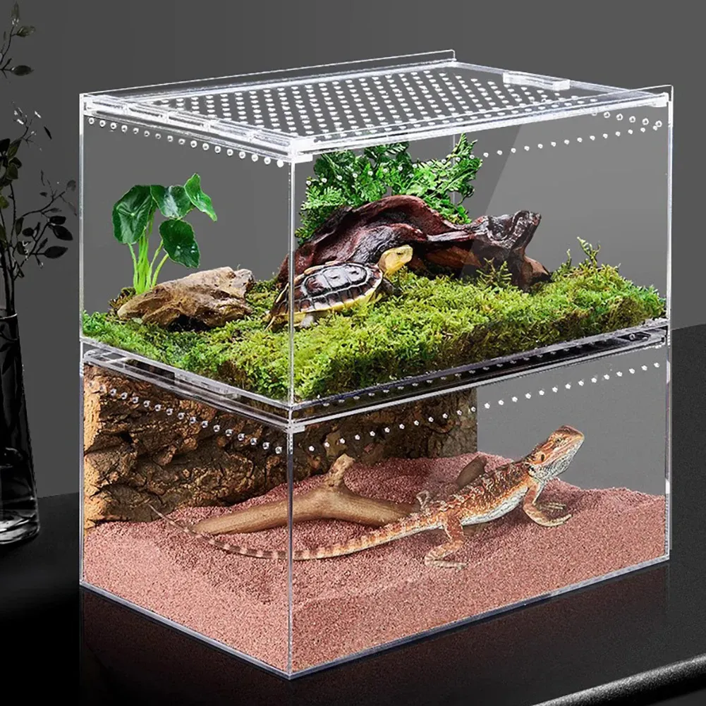 Terraria Acryl Reptielen Kweekkast Spin Hagedis Amfibie Terrarium Huisdier Habitat Boom Tarantula Behuizing Voor Thuis Grootbrengen