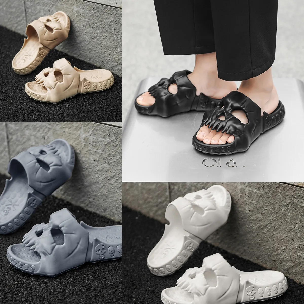 2024 mode skelet slippers mems schoenen indoor en buiten dik opgeloste niet-slip sandalen ontwerper sandalen gai