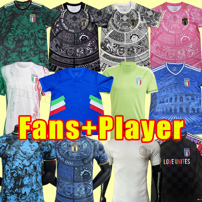 23 24 Bonucci Soccer Jerseys 2024 2023 Italys Insigne Italia Verratti Chiellini Chiesa Barella Football Shirts Fans Player Version Men Donnarumma Training GK 125th