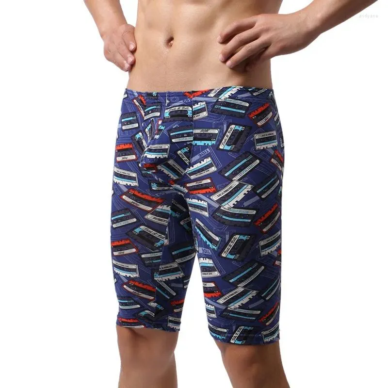 Mutande Intimo da uomo Boxer a gamba lunga Pantaloncini Mutandine stampate a cartoni animati Custodia per tromba sexy Tronchi Fondo per il sonno Leggings Cueca