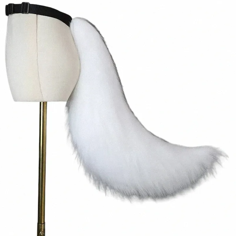 Ręcznie robiony pluszowy Fox Tail Role Costume Cosplay LG Furry Wolf Tail Fox Tail Acries G0ga#