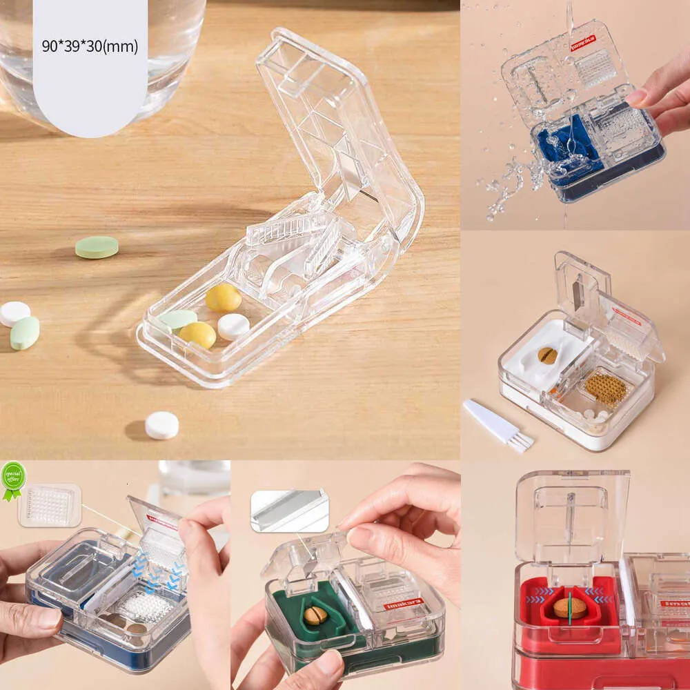 2024 Pill Cutter Dispenser Medicine Organizer Tablets Travel Pill Case With Seal Division Medicine Grinding Splitter Medicine Cutter