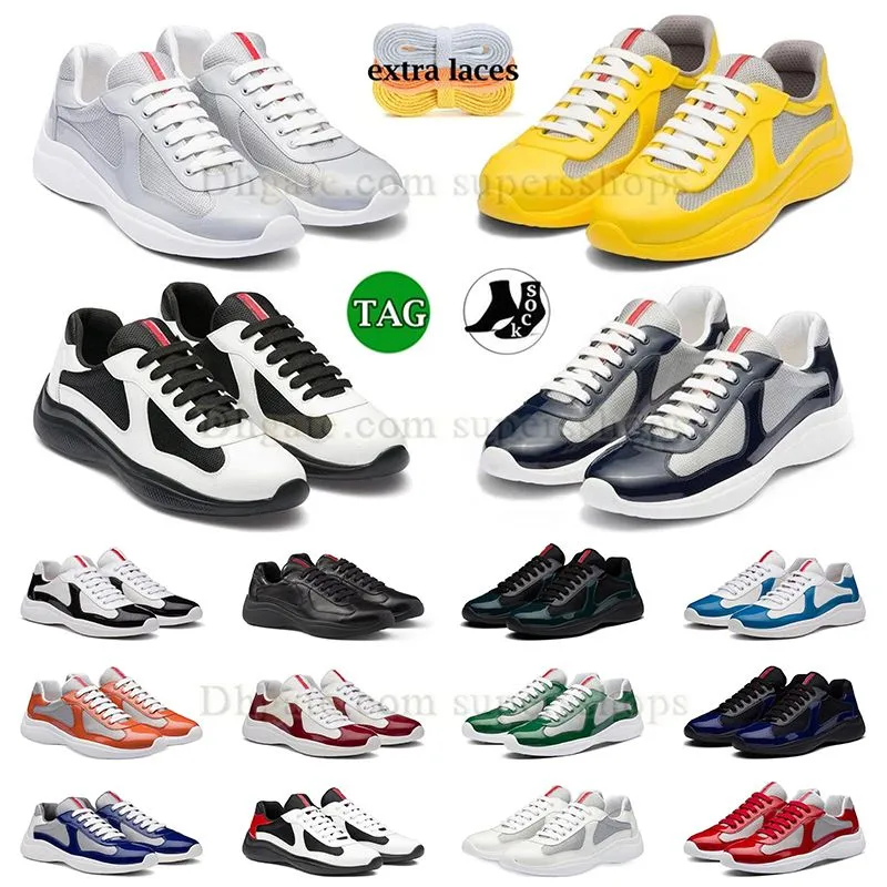 Dhgates America Cup Sapatos Casuais Panda Advanced Sense Prad Trainers Respirável Malha Costura Plataforma Atlético Nylon Baixo Tecido Macio Lace-up Caminhadas Sapatilhas