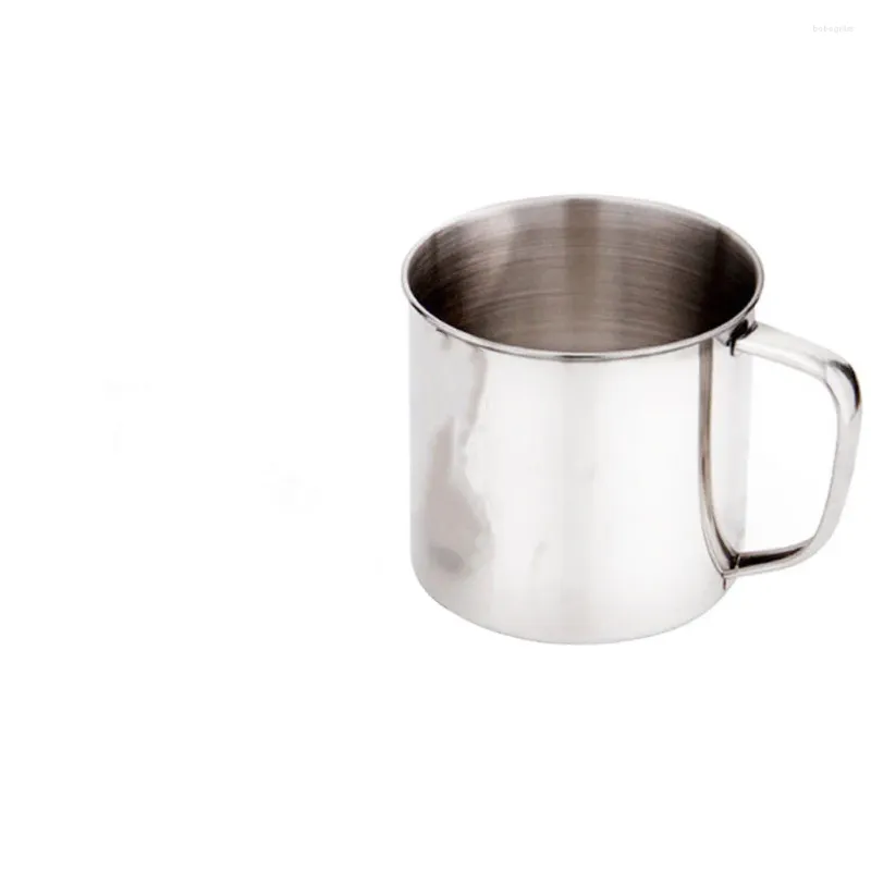 Tazze Leggero Caffè Tazza da tè 200/380ML Maniglia da campeggio Tazza da esterno Argento Portatile Acciaio inossidabile Utile Est