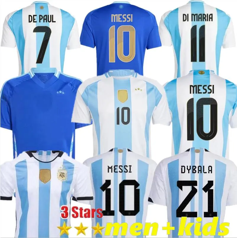 Argentina Jerseys de futebol 22 23 fãs Jogador Versão 22/23 Messis Mac Allister Dybala Gomez Tagliafico Martinez de Paul Maradona Kit Kit Menina Menina Mulher Camisa de Futebol