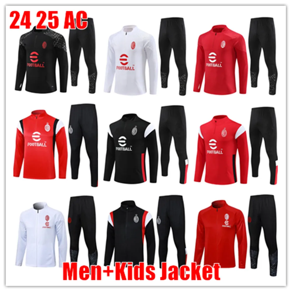 2024 2025 AC Milans Учебный костюм Ibrahimovic Soccer Milano Surfetiement 23 24 Новые мужчины Maillot Men and Kidsde Foot Milans Football Chandal Futbol Supsuits Shinesuits