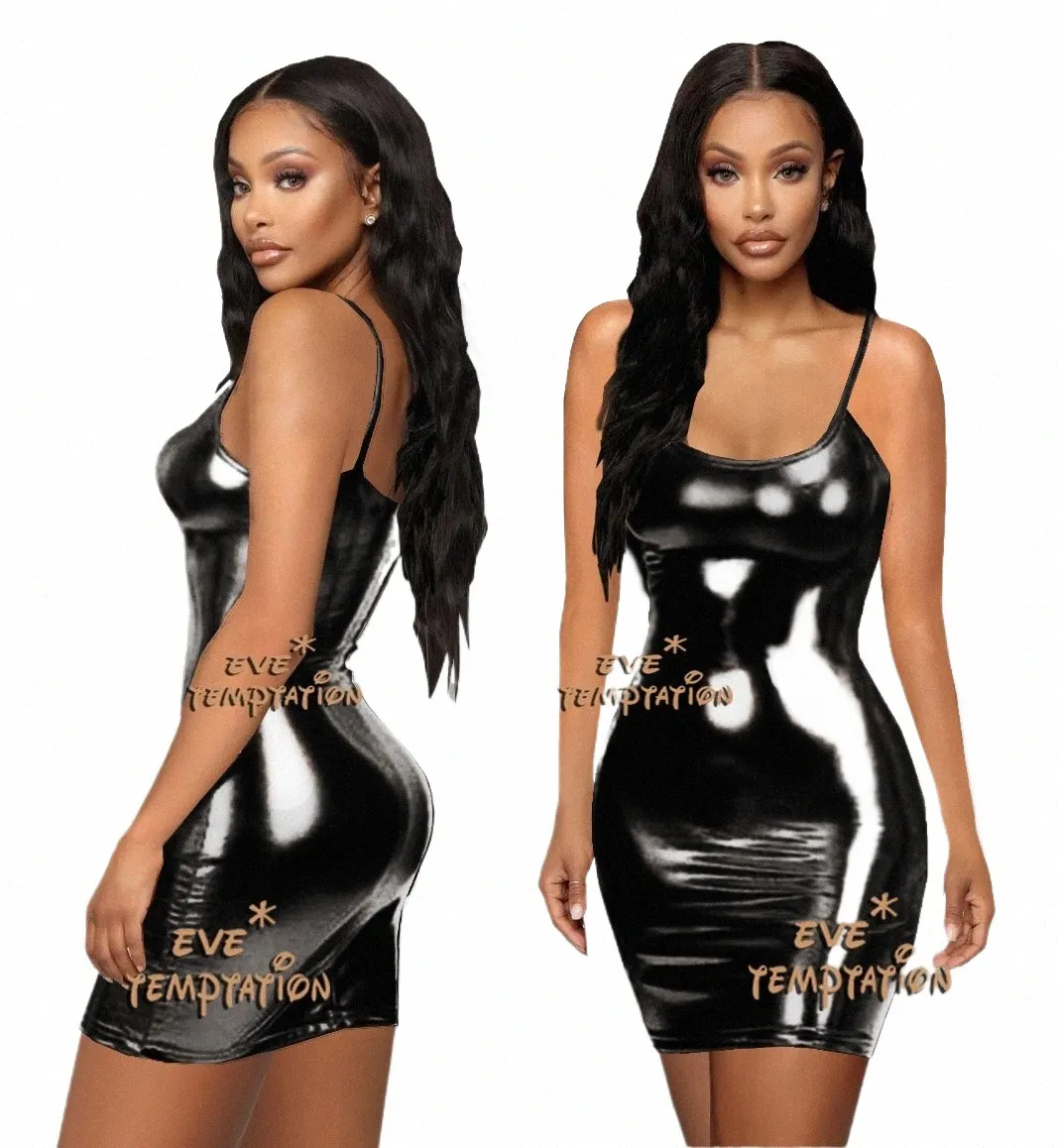 Sexy glisten PVC FAUX CUIR Sous-vêtements Babydoll Lingerie strapl justaucorps Pole dance seksi adulte discothèque Party dr W073 28HY #