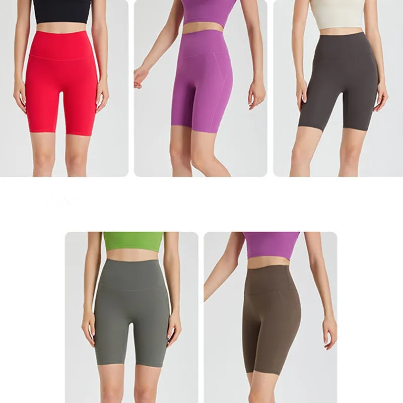 LL Intimo da yoga da donna senza indumenti Zero Feel One Piece Yoga senza traccia Nude Feel Tasca posteriore trimestrale lu palestra swoatPantaloni donna Honey Peach Lifting Hip Tight Sports