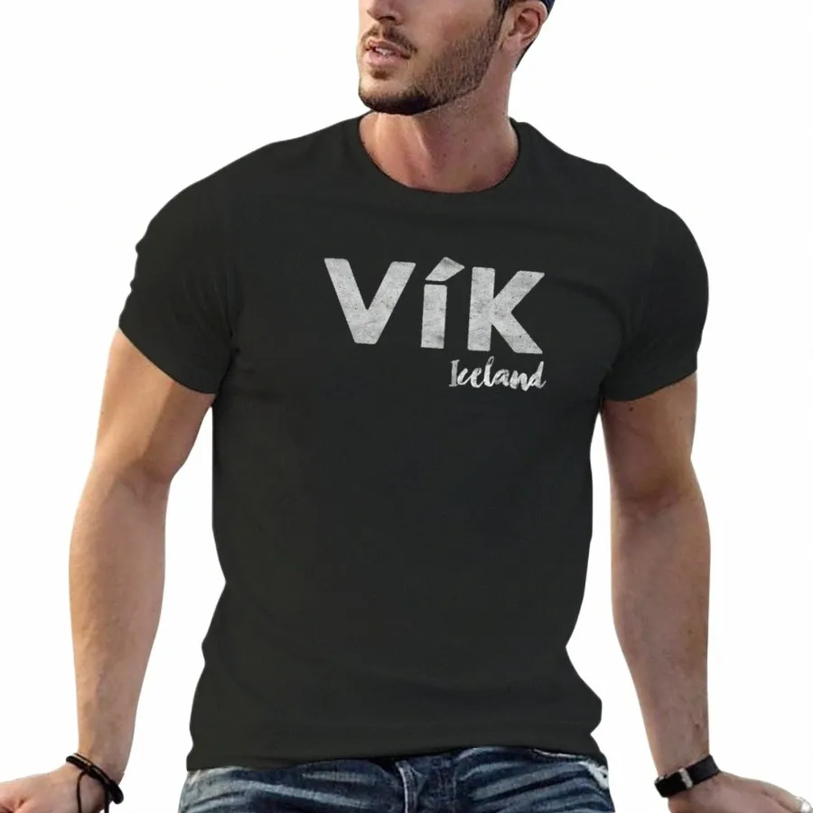 Vintage Vik Islande T-Shirt chemises t-shirts graphiques blancs unis t-shirts blancs hommes r0wE #