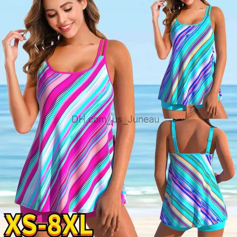 Maillots de bain pour femmes 2022 Nouveau arc-en-ciel imprimé grande taille maillots de bain femmes taille haute maillot de bain femme deux pièces maillot de bain Tankini maillots de bain maillots de bain T240328