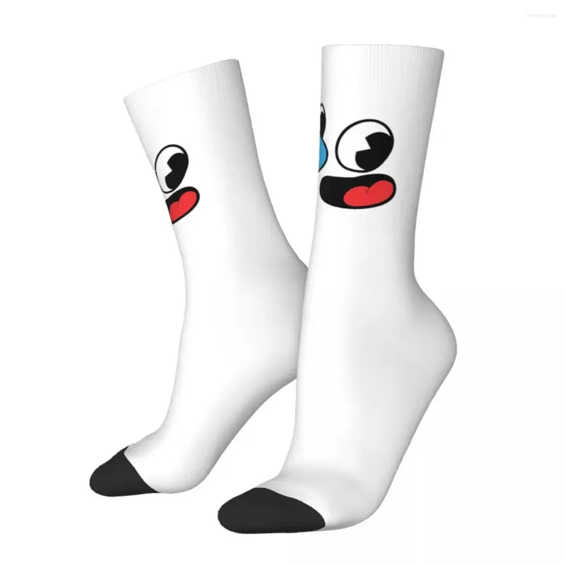 Meias masculinas Mugman Cuphead Cup Head Game Masculino Mens Mulheres Primavera Meias Impressas