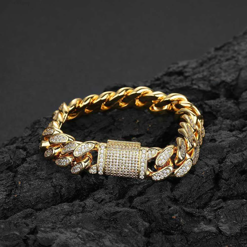Bracciali gioielli tennis 12mm fibbia flip doppia fila diamante pieno catena cubana moda braccialetto personalizzato uomo hip hop con CZ Oro Argento Collana di lusso per uomo