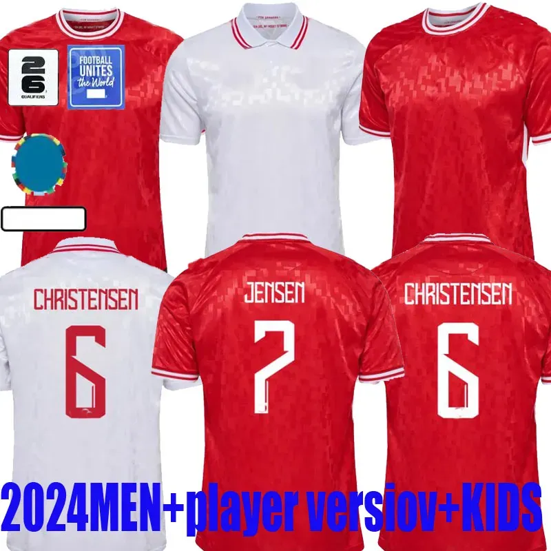 Футболка Дании 2024 24 25 ERIKSEN HOME RED ALL WHITE KJAER HOJBJERG CHRISTENSEN SKOV OLSEN BRAITHWAITE DOLBERG футбольные майки