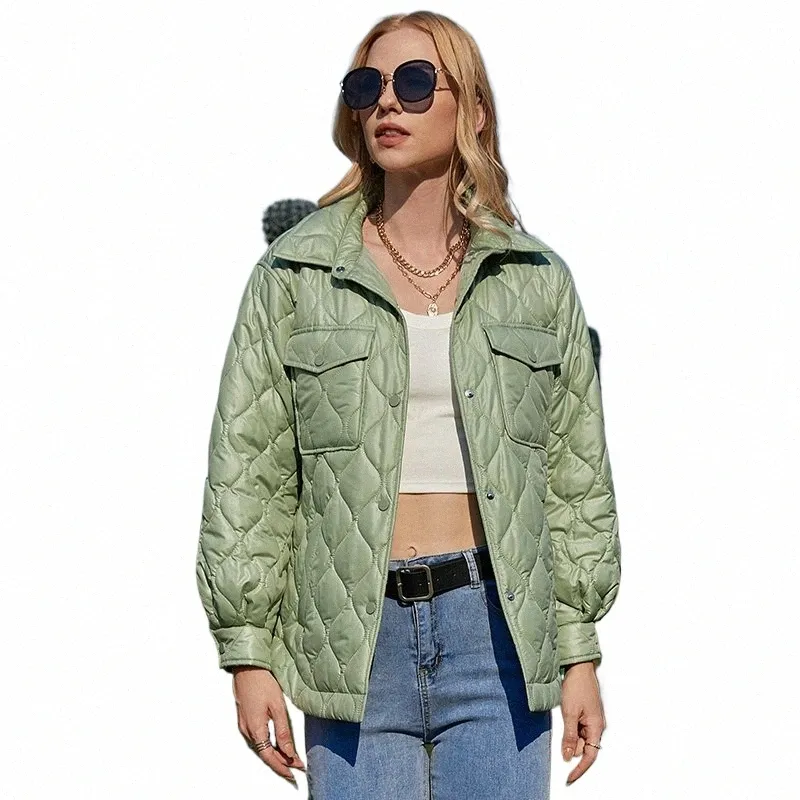 Astrid 2022 Primavera Mulheres Parkas Oversize Diamd Padrão Acolchoado Casacos Lapela Bolsos Soltos Jaqueta Curta Outerwear Acolchoado ZM-7547 E5XS #