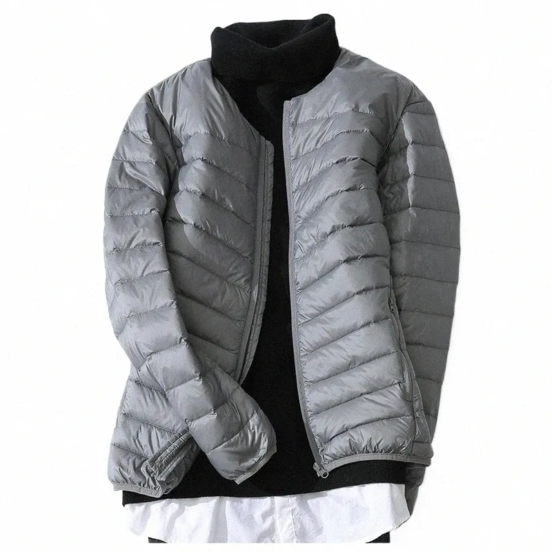 Ultra leve 90% pato branco para baixo jaqueta 2021 outono inverno masculino quente à prova de vento casaco parka masculino leve o pescoço curto outwear t8iX #