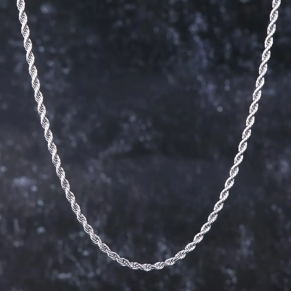 Chains White Gold ed Rope Chain Necklace Singaporean Venetian For Men And Women 3mm Hip Hop Jewelry CultureChains283V