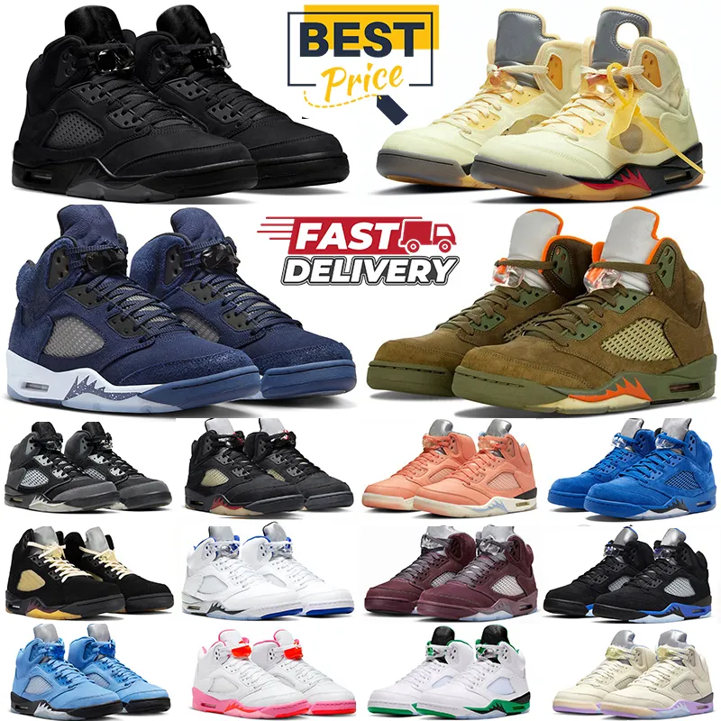 Men s 5s Basketball Shoes Black Cat 5s in 9 Colors Off Noir Burgundy Olive Sail A Ma Maniere Dusk Dawn Midnight Navy Bury Lucky Green UNC