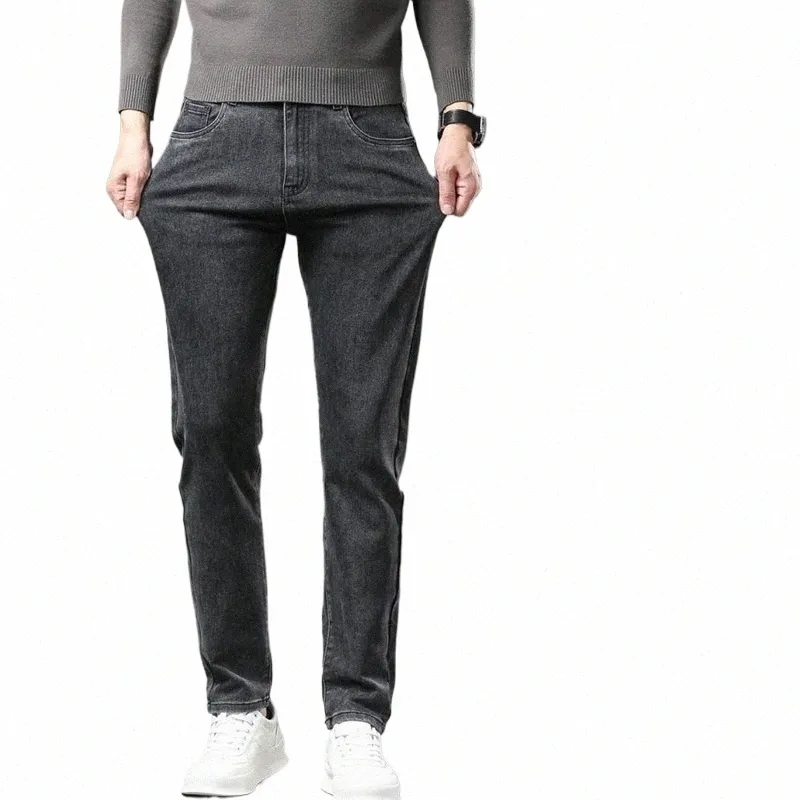 Klassieke Zwarte Fi Coole Broek Mannelijke Voor Mannen Slim Fit Elastische Rechte Pijpen Broek Lente Herfst Jeans K5cb #