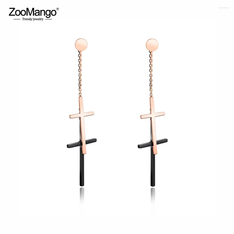 Kolczyki Dangle Zoomango Trendy z dwudziestą długą kroplą Znakomita dwukolorowa biżuteria dla kobiet ZE18034