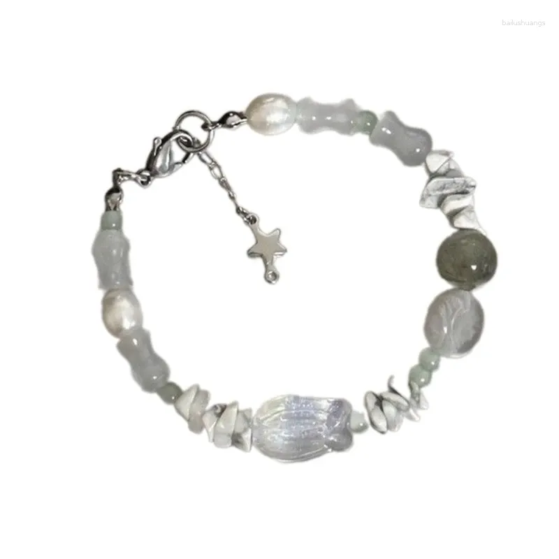 Bracelets de charme Y4QE Bracelet à la mode Bracelet de perles gris et blanc Bracelet élégant Bijoux pour femmes Accessoire élégant Party