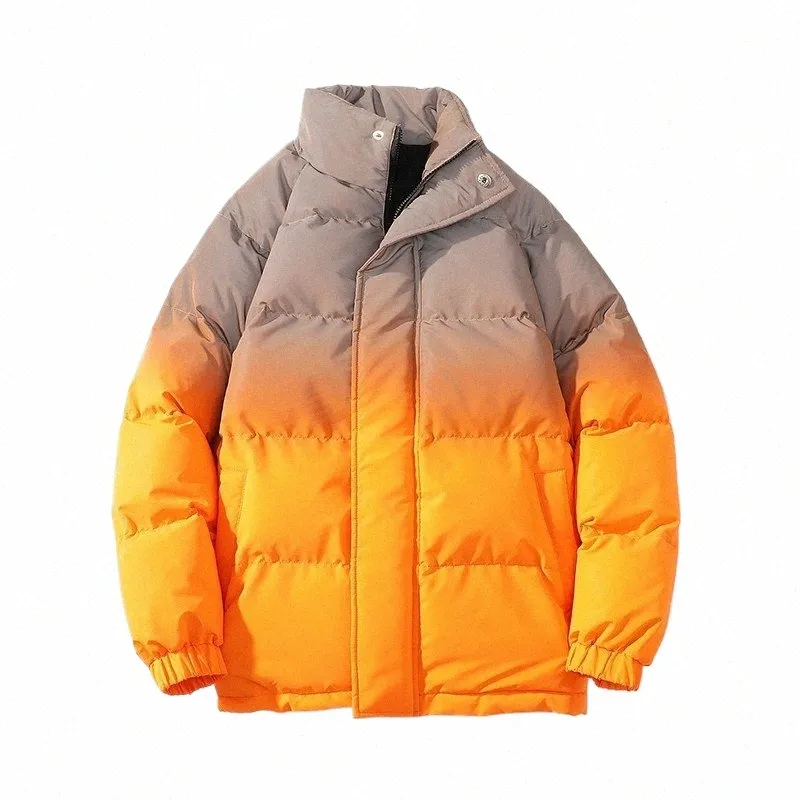 Vestes et manteaux d'hiver pour hommes Vêtements d'extérieur 2023 Orange Couleur vive Bomber Veste Coupe-vent épais chaud Parkas mâles u6FC #