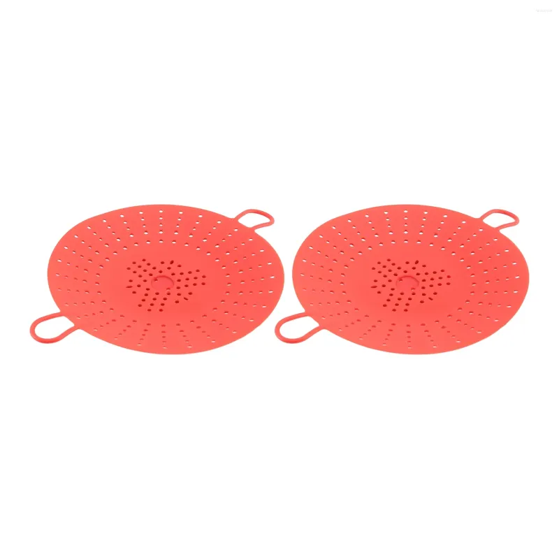 Ensembles de batterie de cuisine 2 pièces Insert de panier de légumes à vapeur en silicone pour autocuiseurs multicuiseurs micro-ondables rouge