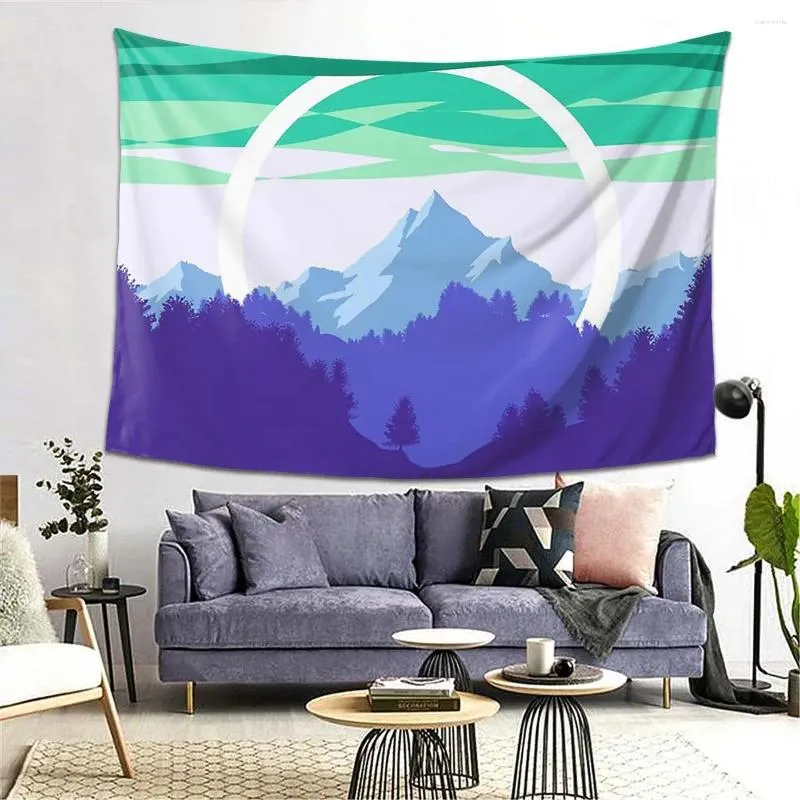Gobeliny Pride Mountain (subtelna design flagi gejów) dekoracja gobelinowa sztuka estetyczna dom hippis